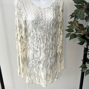 NWT silver and white tunic dress/top - L